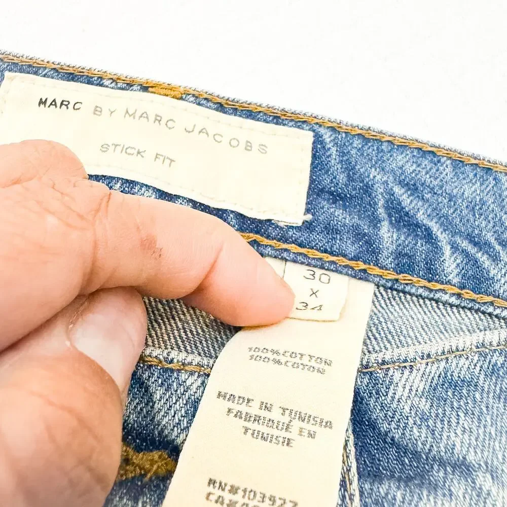 Marc by Marc Jacobs Stick Fit Medium Wash Denim Jeans Zip Fly Size 30